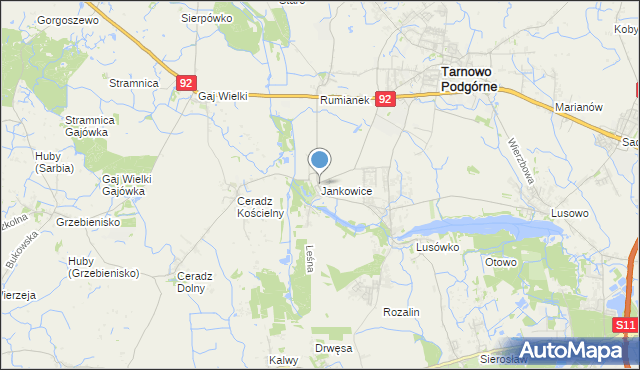 mapa Jankowice, Jankowice gmina Tarnowo Podgórne na mapie Targeo